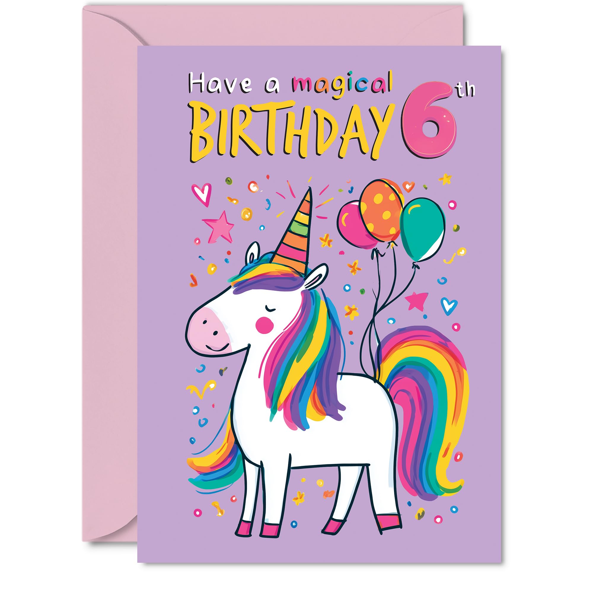 6th Birthday Cards for Boys Girls - Magical Birthday - Happy Birthday Card for 6 Year Old Boy Girl Grandson Cousin Son Niece, A5 Bday Greeting Cards