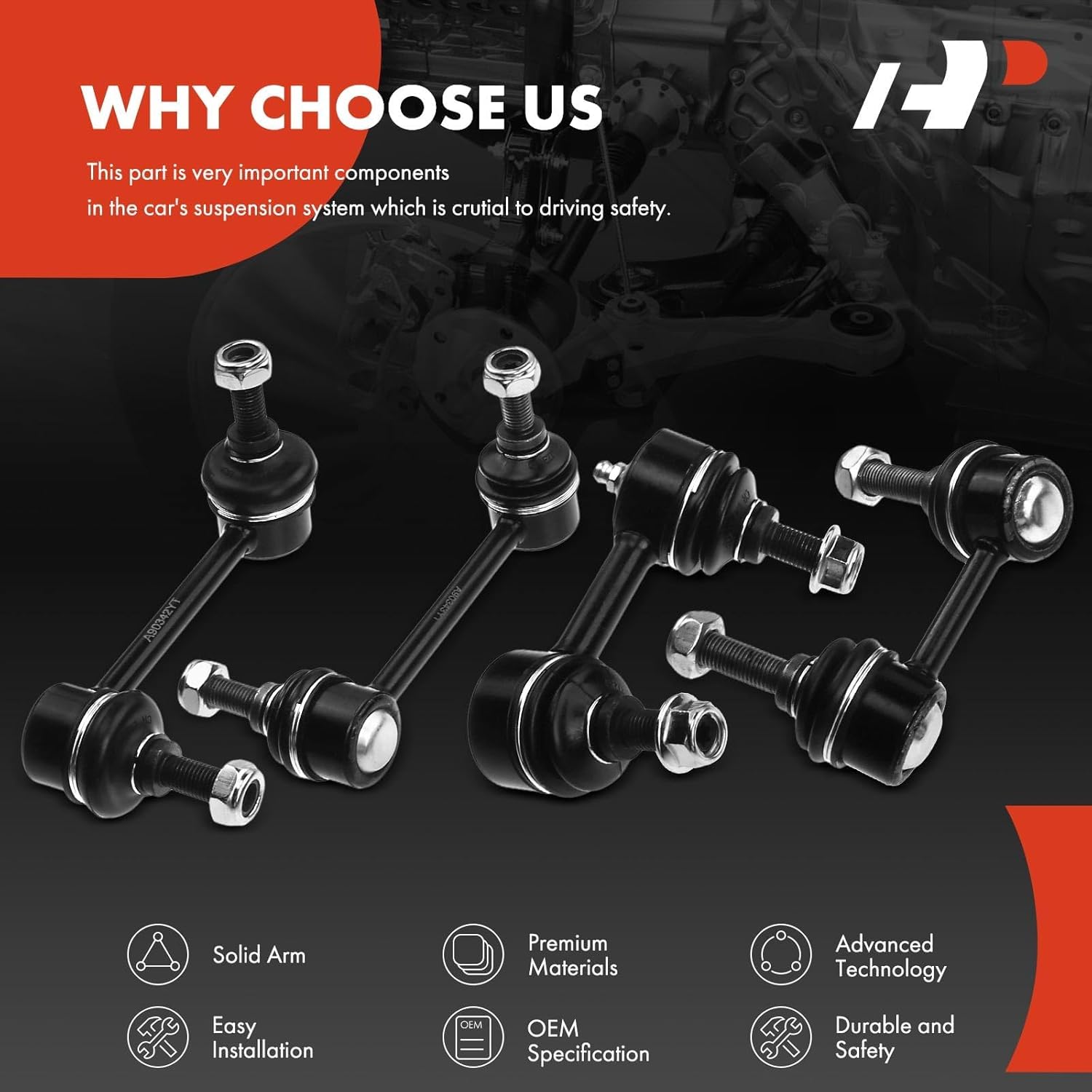 A-Premium Set of 4, Front & Rear Sway Bar Links Kit Stabilizer Bar Links, Compatible with Honda Accord 1998-2002 & Acura TL 1999-2003, CL 2001-2003