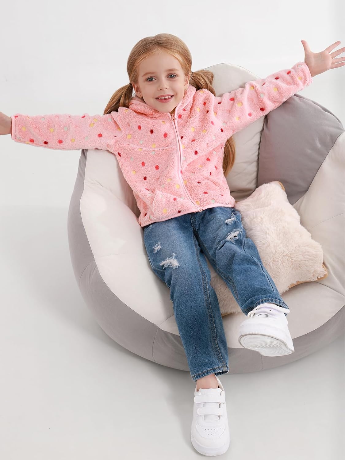 Toddler Baby Girls Fall Clothes Fleece Jackets Hooded Zip Up Cute Prints Fuzzy Coats Size 12 18 24 Months 2t 3t 4t 5t - Image 6