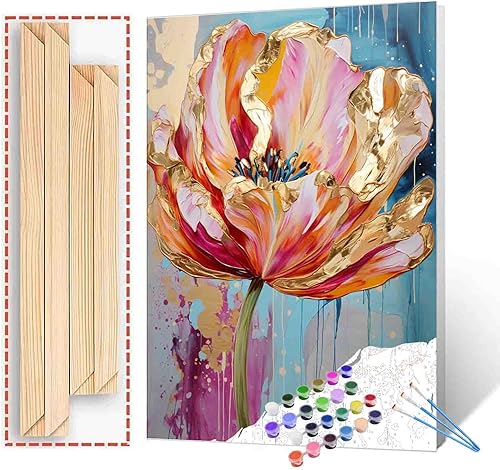 Vista 48 de Pintura artística de acuarela amarilla por número para adultos, principiantes, estudiantes, niños, regalo ideal de cumpleaños, aniversario, plantas