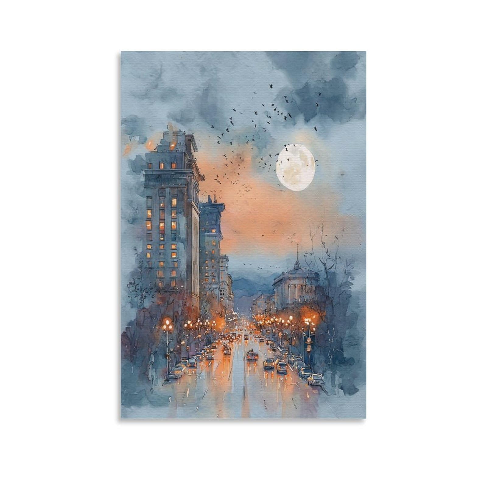 LCYNNH Portland Watercolor 24x36inch(60x90cm) Vintage Travel Poster Watercolor Canvas Art