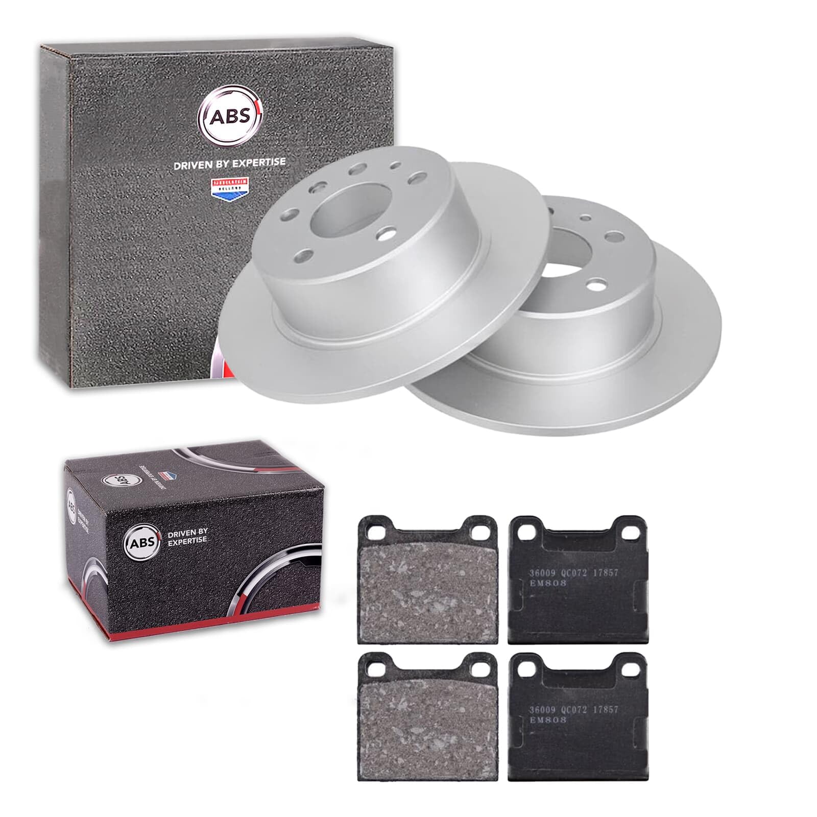 ABS Bremsscheiben + Beläge hinten | 15736 + 36009 für W123 /8 W114 W115 W116 R107