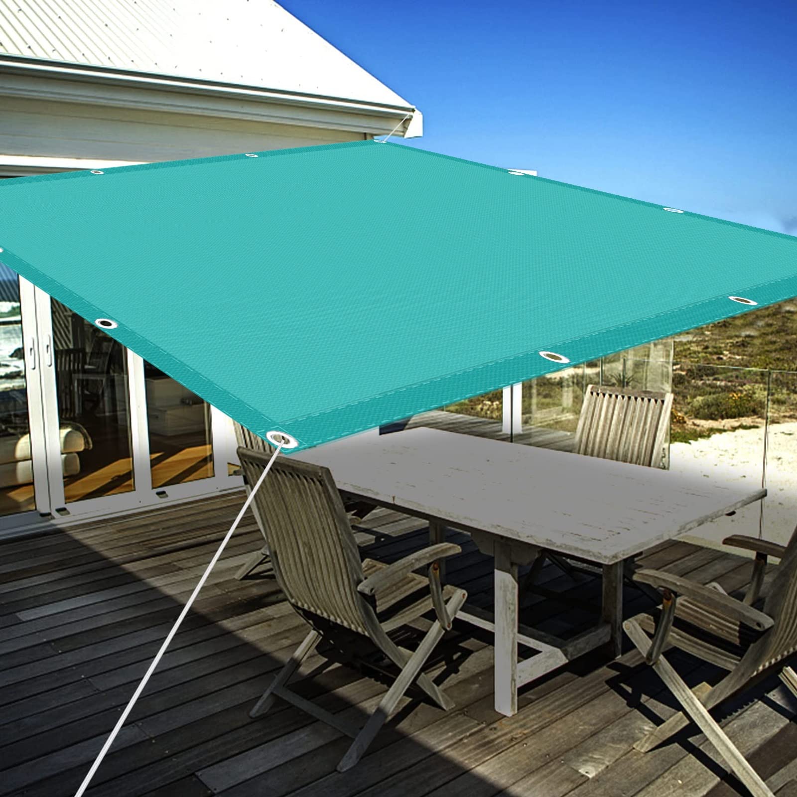 Voile d'ombrage PES de prestige bleu ciel grand format pour jardin