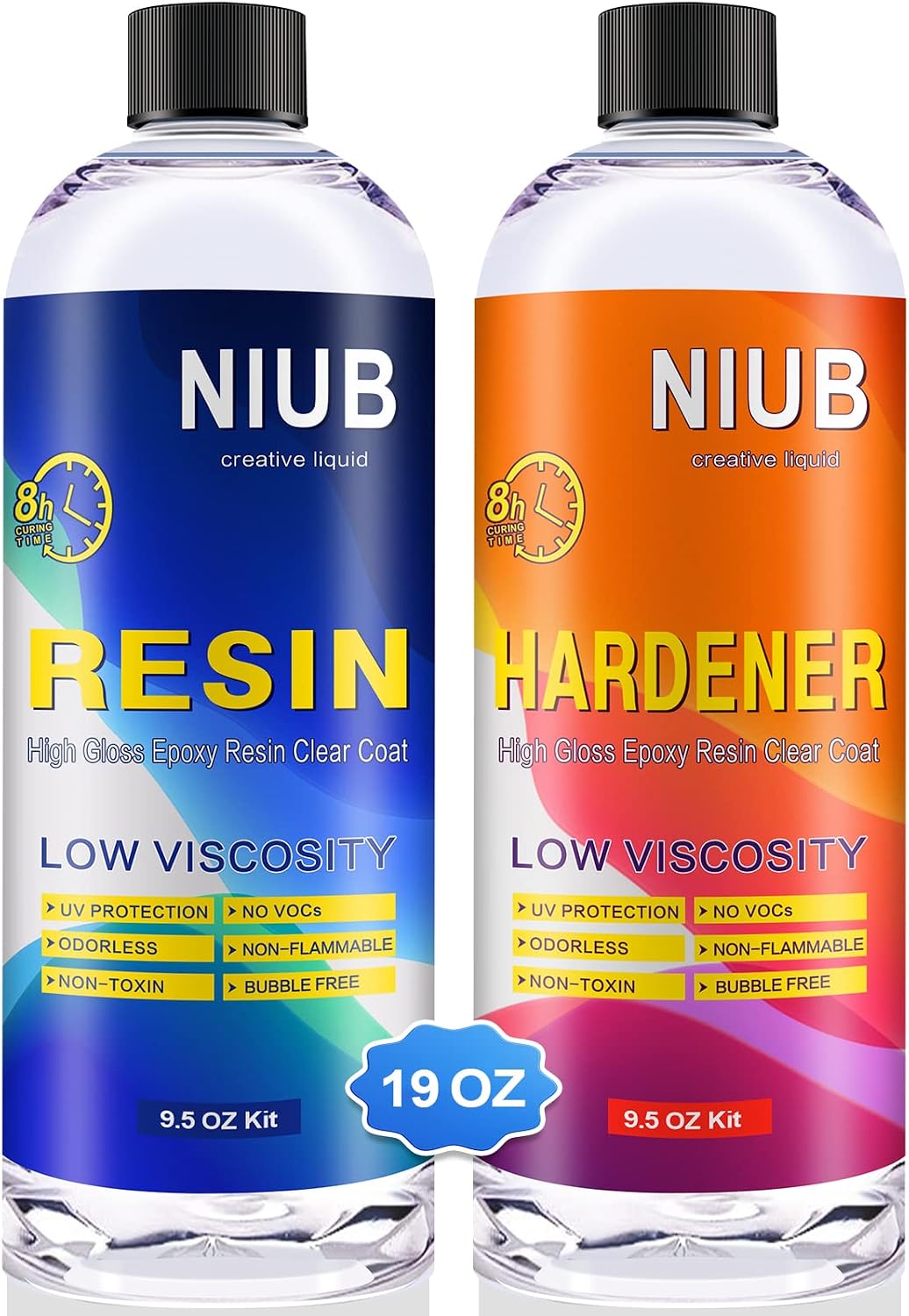 NIUB Resin Kit, 19Oz Epoxy Resin Kit for Resin Jewelry Making, Art, Craft, Riverbed - UV Resistant and Food Safe Epoxy Crystal Clear Resin Kit with Resin and Hardener for Beginner