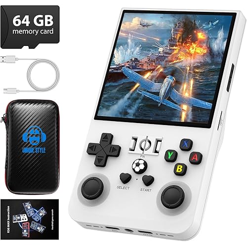 R36MAX Retro Handheld Game Console, 4.0 Inch 720x720 IPS Screen, 64GB Built-in 18,000+ Classic Game, Portable Hand Held Open Source Linux System, 4000mAh Battery Retro Gaming Console(White 64GB)