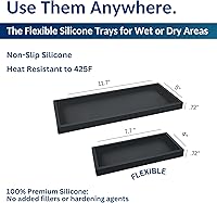 Vista 3 de Bandeja de Encimera y Tocador - 2 Piezas (11" y 7") Bandejas de Silicona Irrompibles para Cocina y Baño para Encimera, Bandeja para Dispensador