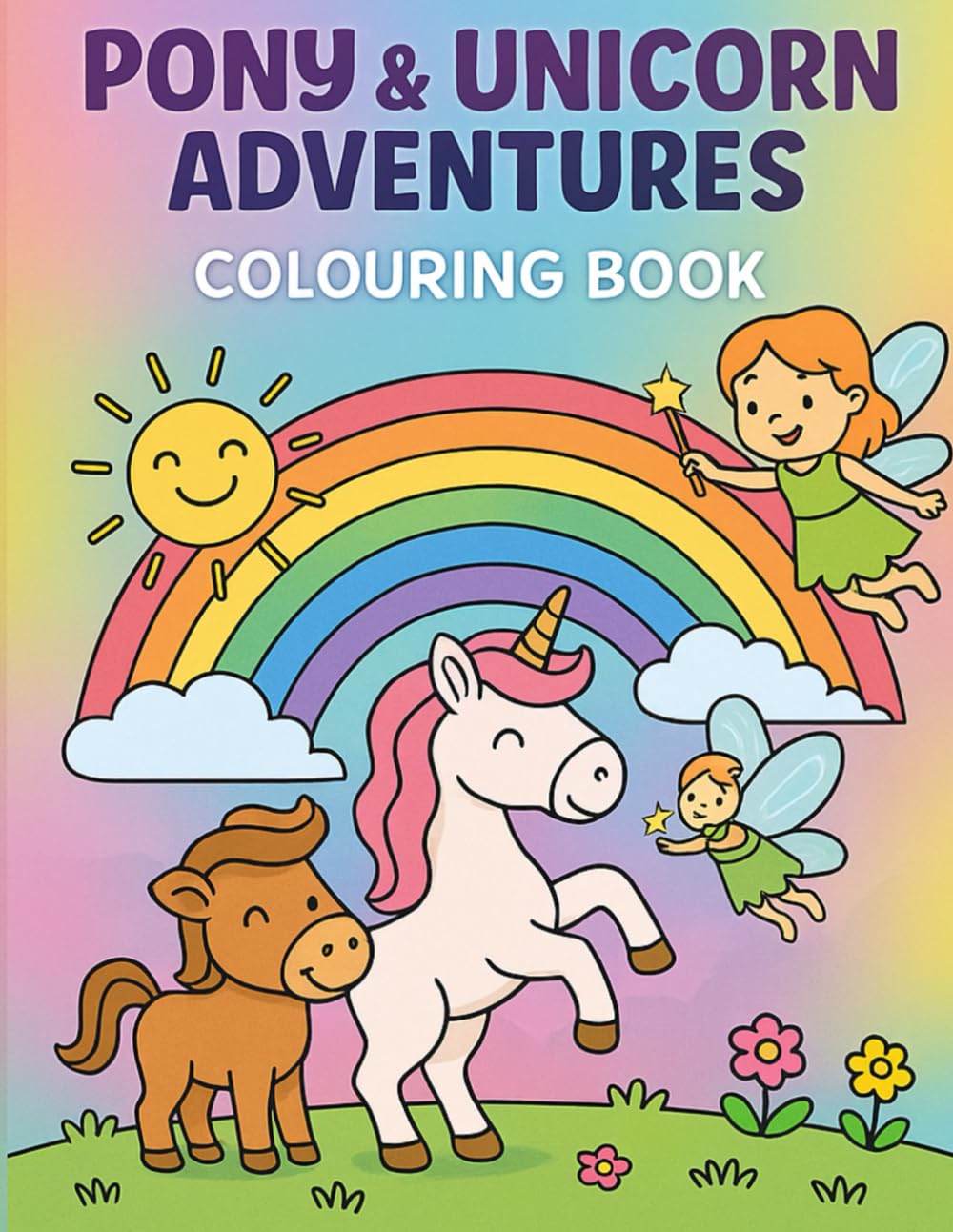 Pony & Unicorn Adventures: A Magical Colouring Book for Kids Ages 4–8 with Whimsical Ponies, Unicorns & Creative Prompts (Animal Adventures Colouring Books)
