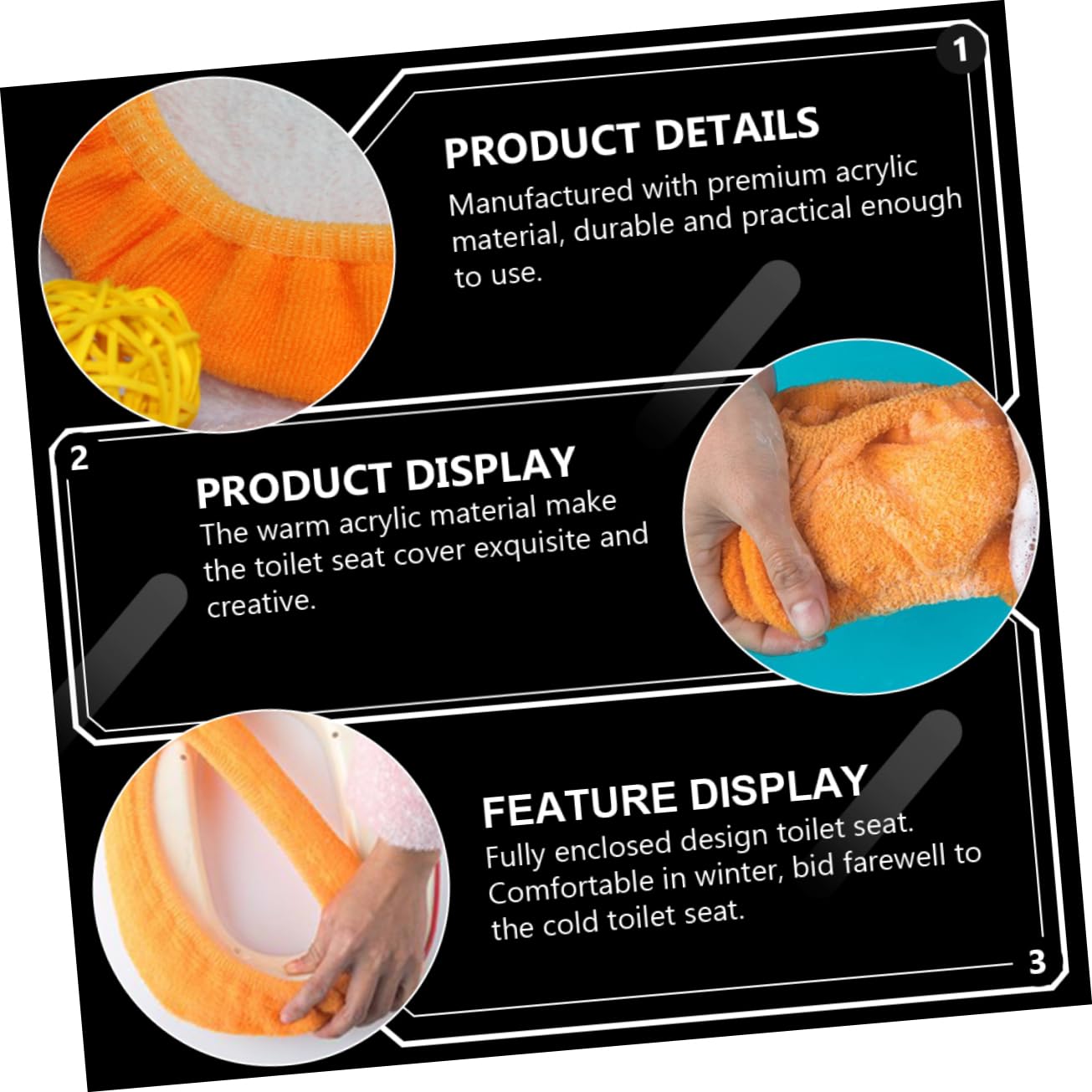 Ciieeo Toilet Seat Lid Cover Pad 2pcs Acrylic Seat Cushion Anti-Slip Comfortable for Toddlers Adults