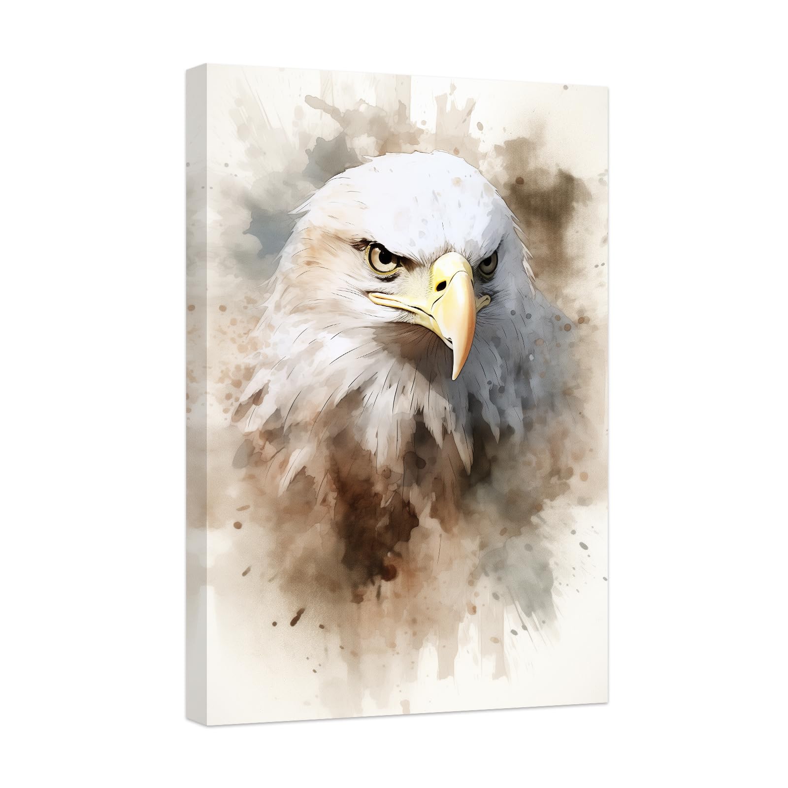 CCWACPP Eagle Canvas Wall Art Watercolor Animal Pictures Abstract Wildlife Portrait Painting for Living Room Bedroom Office Home Wall Decor Framed (60.00 x 90.00 cms) — image 1