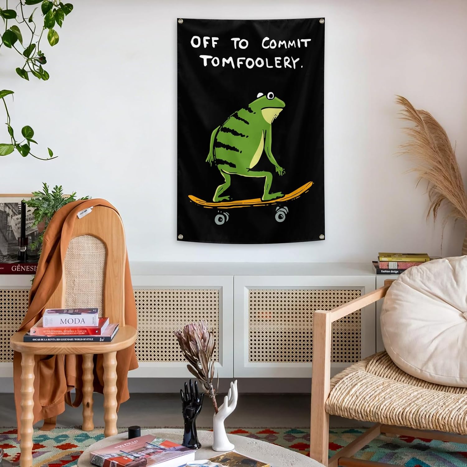verrlia Funny Minimalism Off To Commit Tomfoolery Tapestry 2x3 Feet Wall Hanging Tapestry for Bedroom Bathroom College Dorm Wall Decor