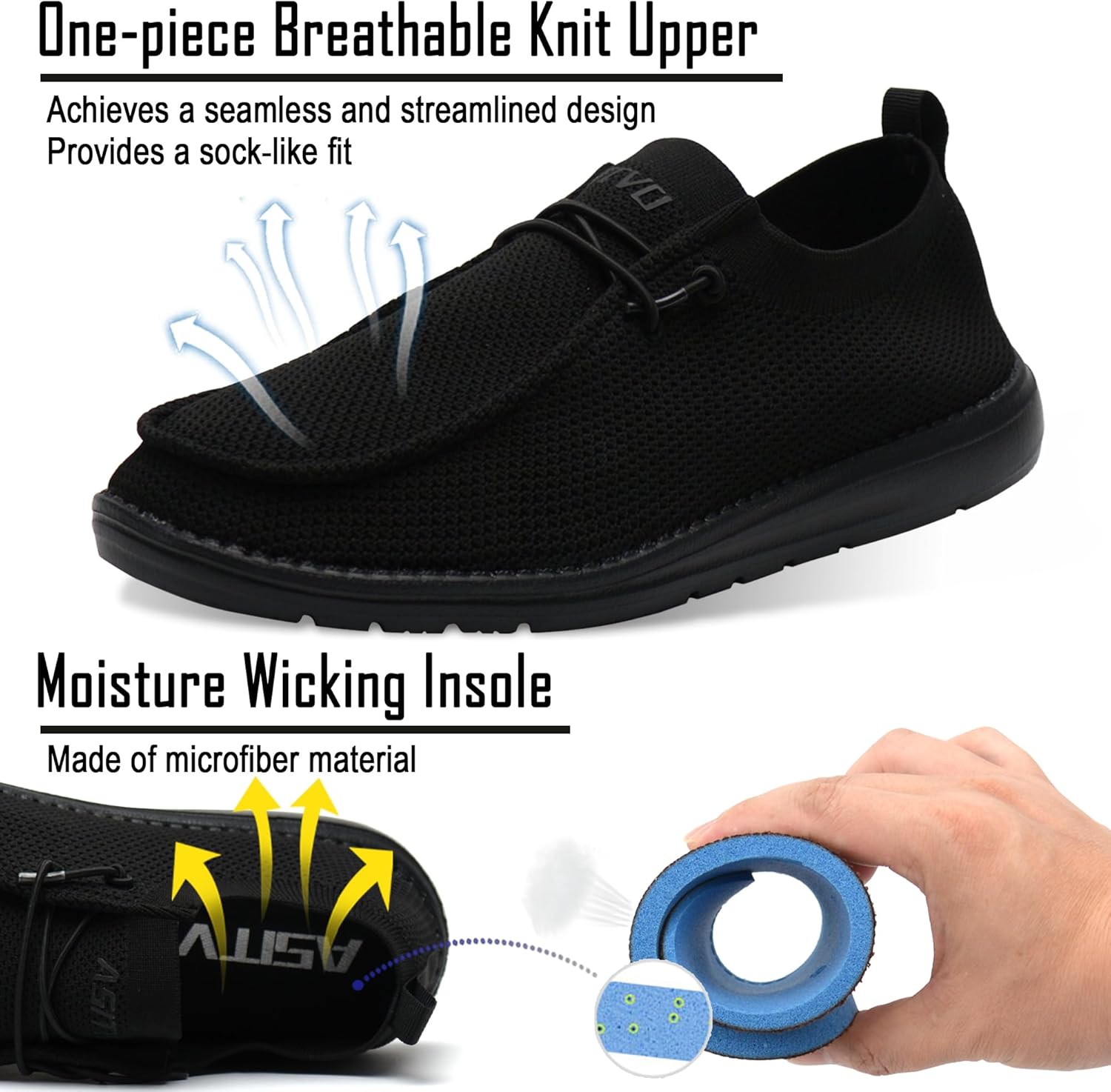 ASITVO Men's Wide Loafers & Slip-ons|Big Size Casual Slip on Walking Shoes|Width Toe Box