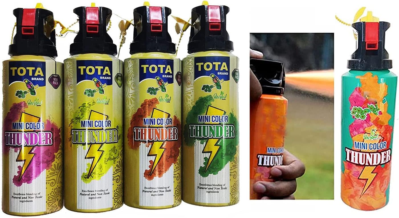 BITONA� Mini Thunder for Holi 1 Piece Pack Holi Organic Gulal (Random 1 pc Color)