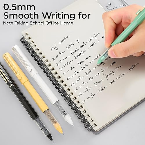 Miniatura 4 de M&G 12 bolígrafos de tinta líquida, tinta negra de 0.020 in, punta ultrafina con soporte para bolígrafo de 4 colores, bolígrafo líquido de secado