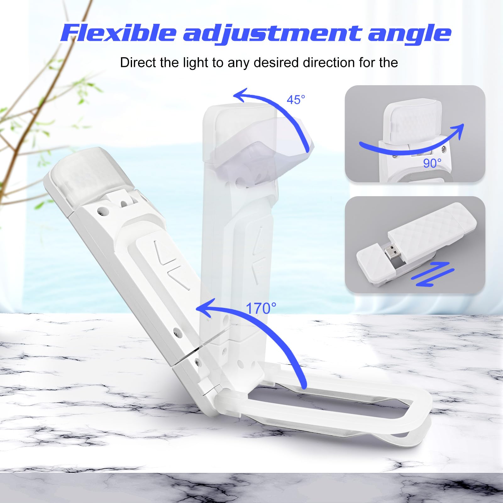 Boeklamp, tafel leeslamp met clip, werkt op LED