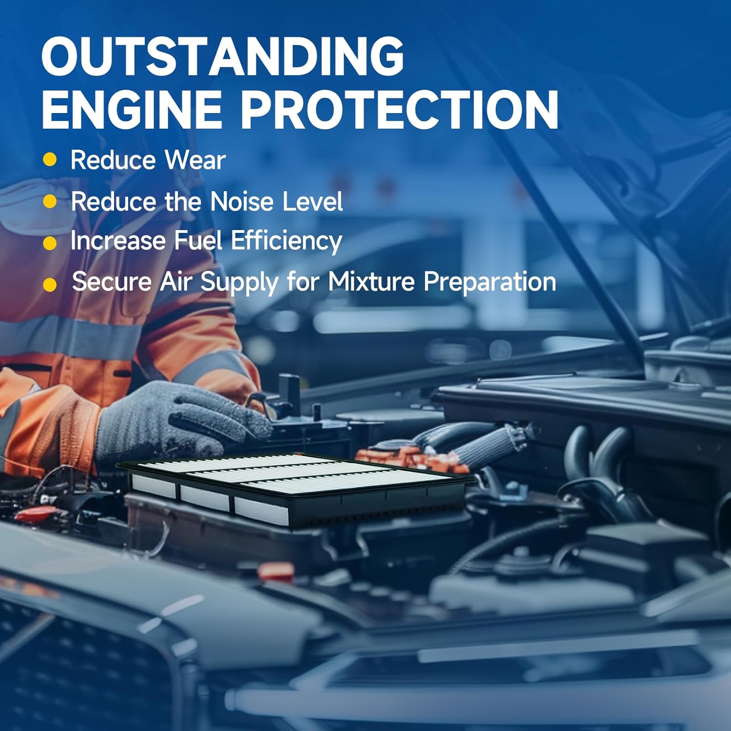 Engine Air Filter Replacement 2Peaks Compatible with Ram 2500 5.7L 2011-2013 2016 2018-2019,Ram 2500 6.7L 2011-2024,Ram 2500 6.4L 2018-2024,Ram 3500 6.7L 2011-2024 & More Replace CA10261