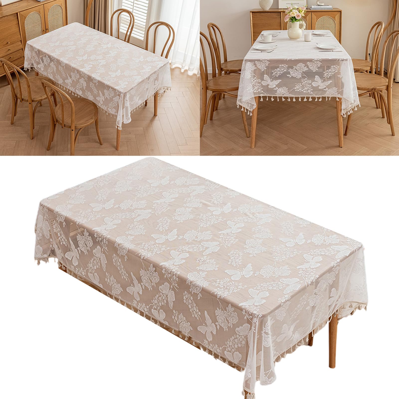 レース編みテーブルクロス ホワイト 140cm x 100cm テーブルクロス 140 レース編みテーブルクロス ホワイト 140cm x 100cm テーブルクロス 140