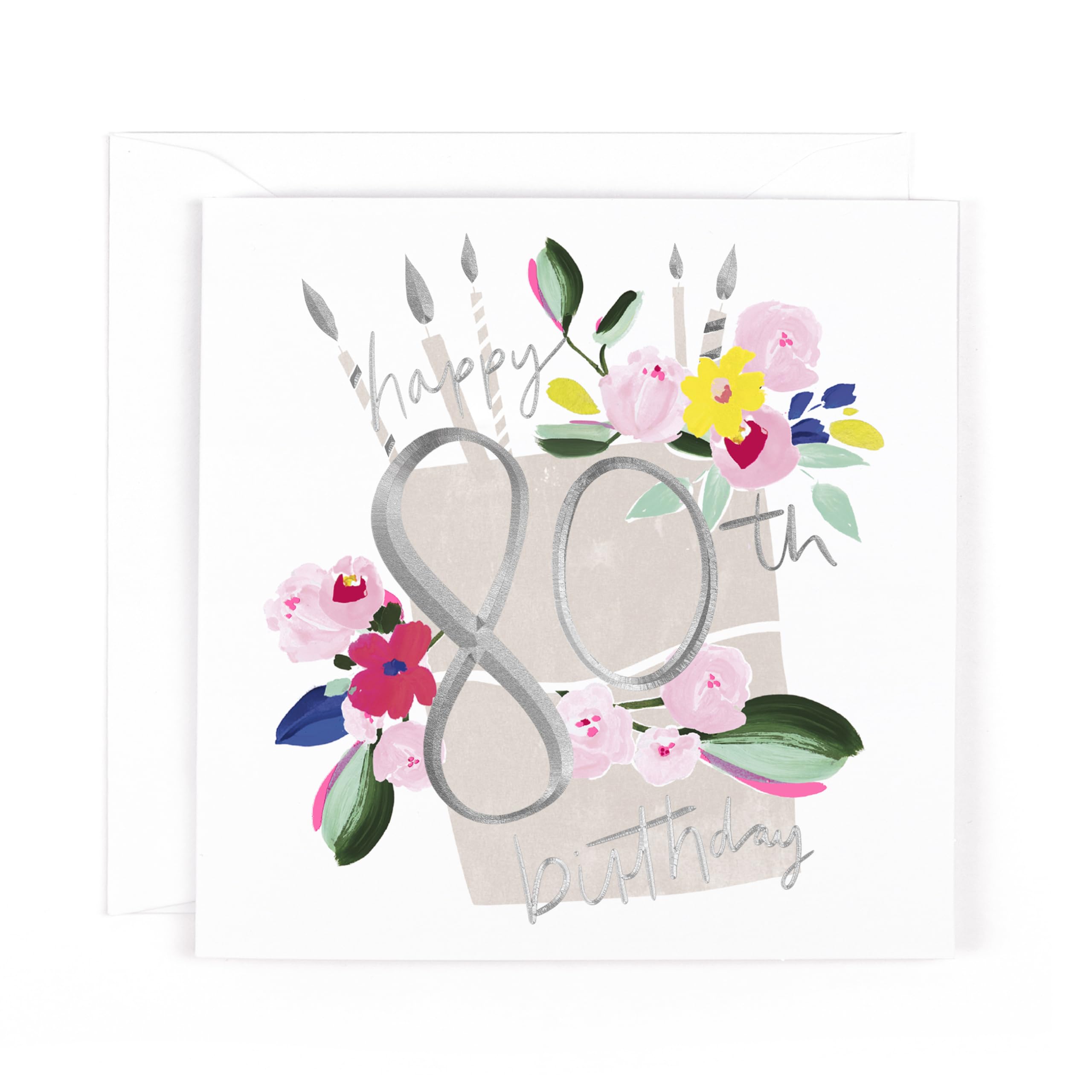 Hotchpotch Luxury Foiled 80th Birthday Greetings Card - Contemporary Design, 6 X 6 Inches