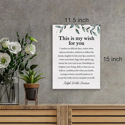 Miniatura 2 de Lienzo con citas inspiradoras para pared, diseño motivacional This is My Wish for You, Ralph Waldo Emerson, con cita de Ralph Waldo Emerson,
