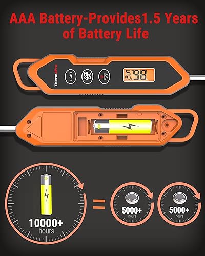 Miniatura 5 de ThermoPro TP15H - Termómetro de comida de lectura instantánea impermeable para cocinar, termómetro digital de carne con luz de fondo y calibración,