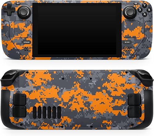 Miniatura 6 de Design Skinz - Compatible con Steam Deck - Calcomanía protectora de vinilo extraíble resistente a los arañazos - Camuflaje digital naranja brillante