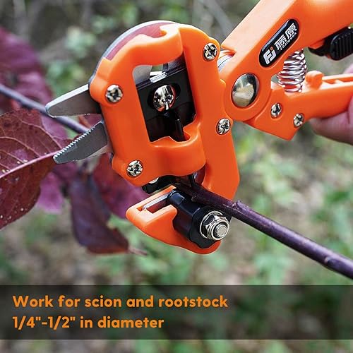Vista 5 de FUJIWARA Herramienta de injerto de jardín, kit de poda multifuncional, injerto en U, injerto en V, injerto de Ω, para injerto de ramas de árboles