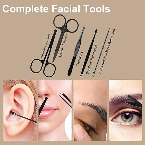 Miniatura 5 de Juego de manicura 16 en 1 de acero inoxidable, cortaúñas, tijeras para cutículas, pinzas y pedicura, kit de herramientas de cuidado de pedicura -