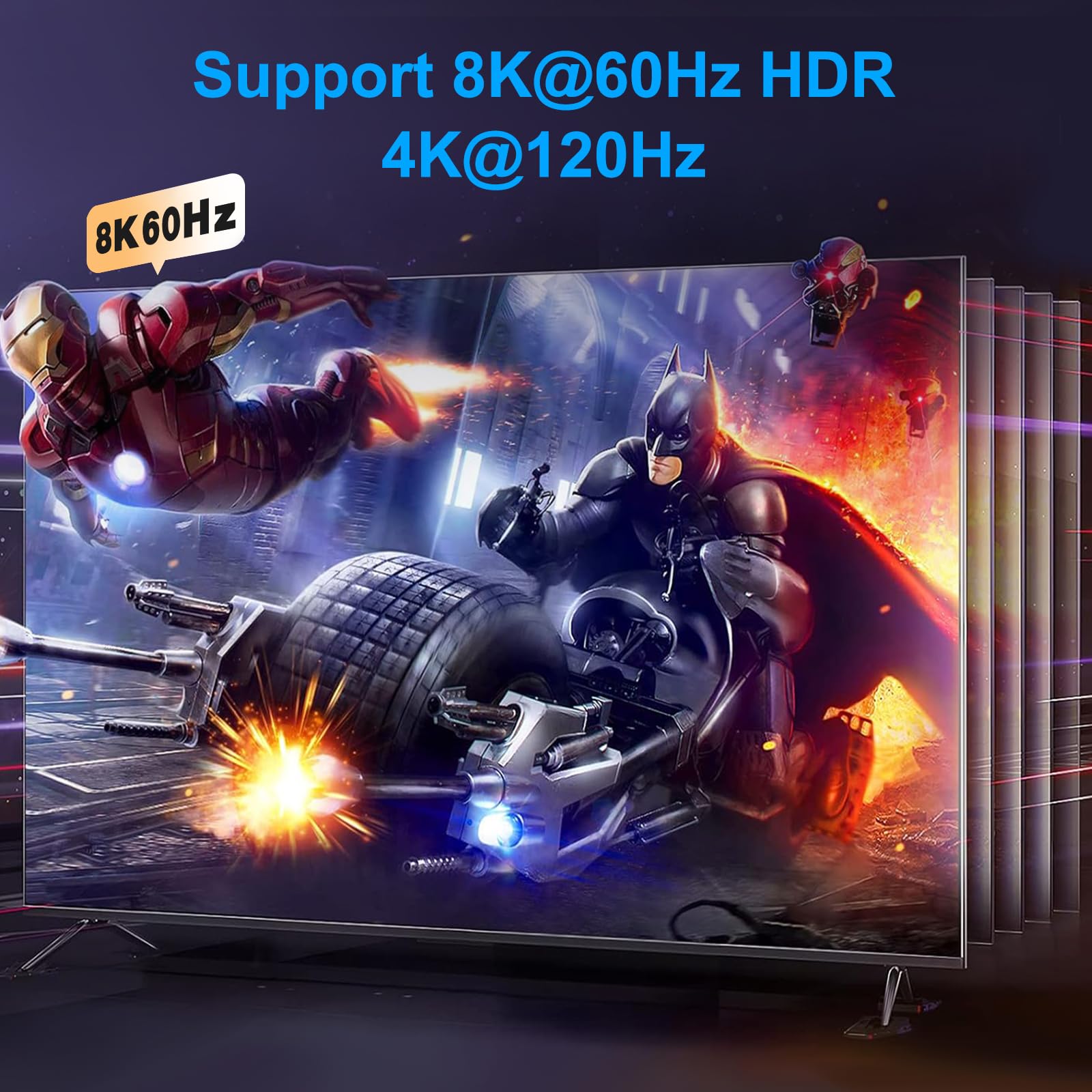 HDMI 2.1 Switch 8k@60hz / 4k@120hz HDMI Splitter 3 en 1 Panneau de Commutation de Sortie Prend en Charge VRR, Dolby Vision, Compatible avec PS5, Xbox, blu-Ray, Lecteur DVD