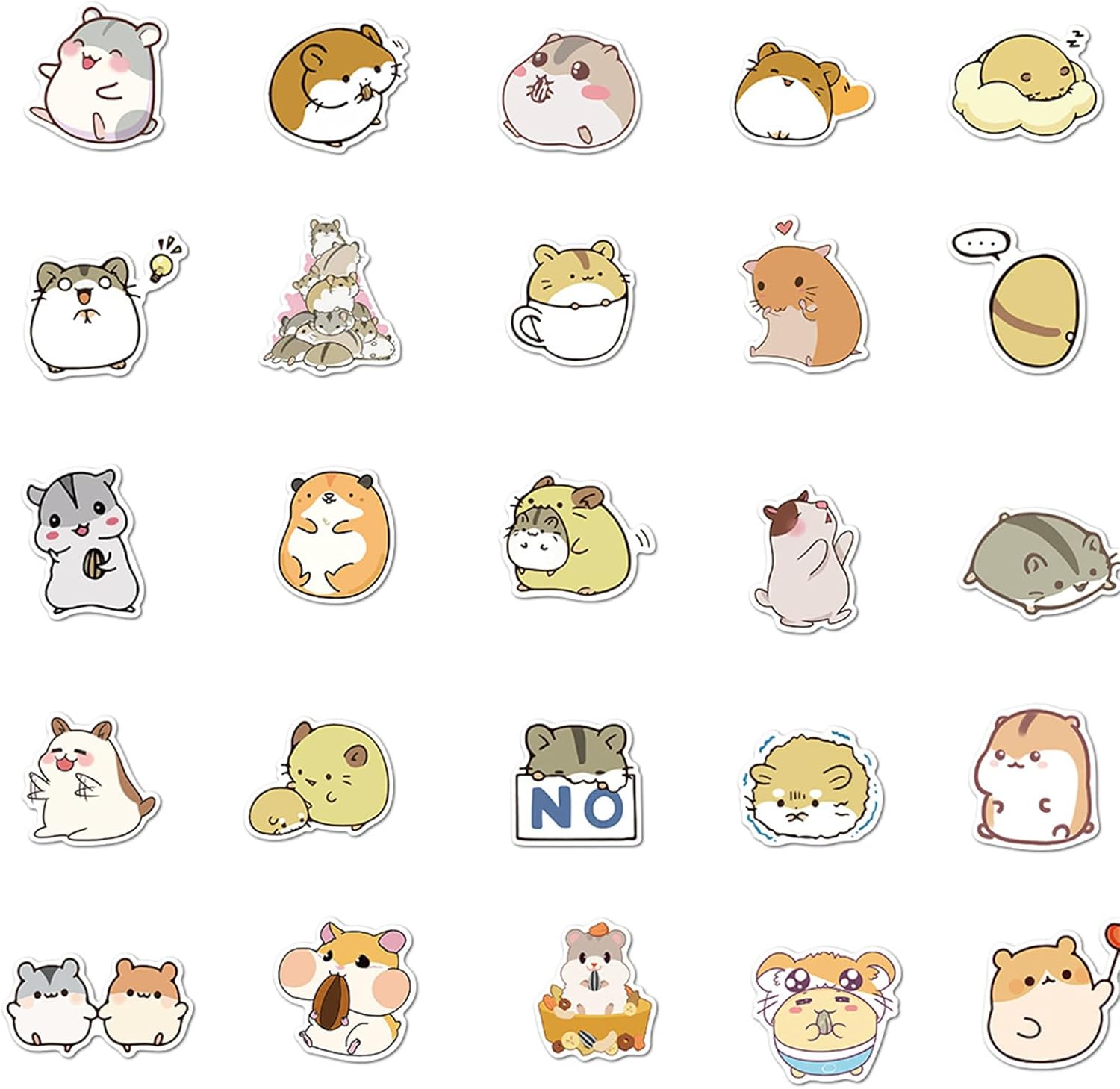50Pcs Hamster Stickers Cute Cartoon Animals Stickers for Water Bottle Scrapbook Laptop Skateboard Computer Stickers for Teens Kids Girls (Hamster), Chroma
