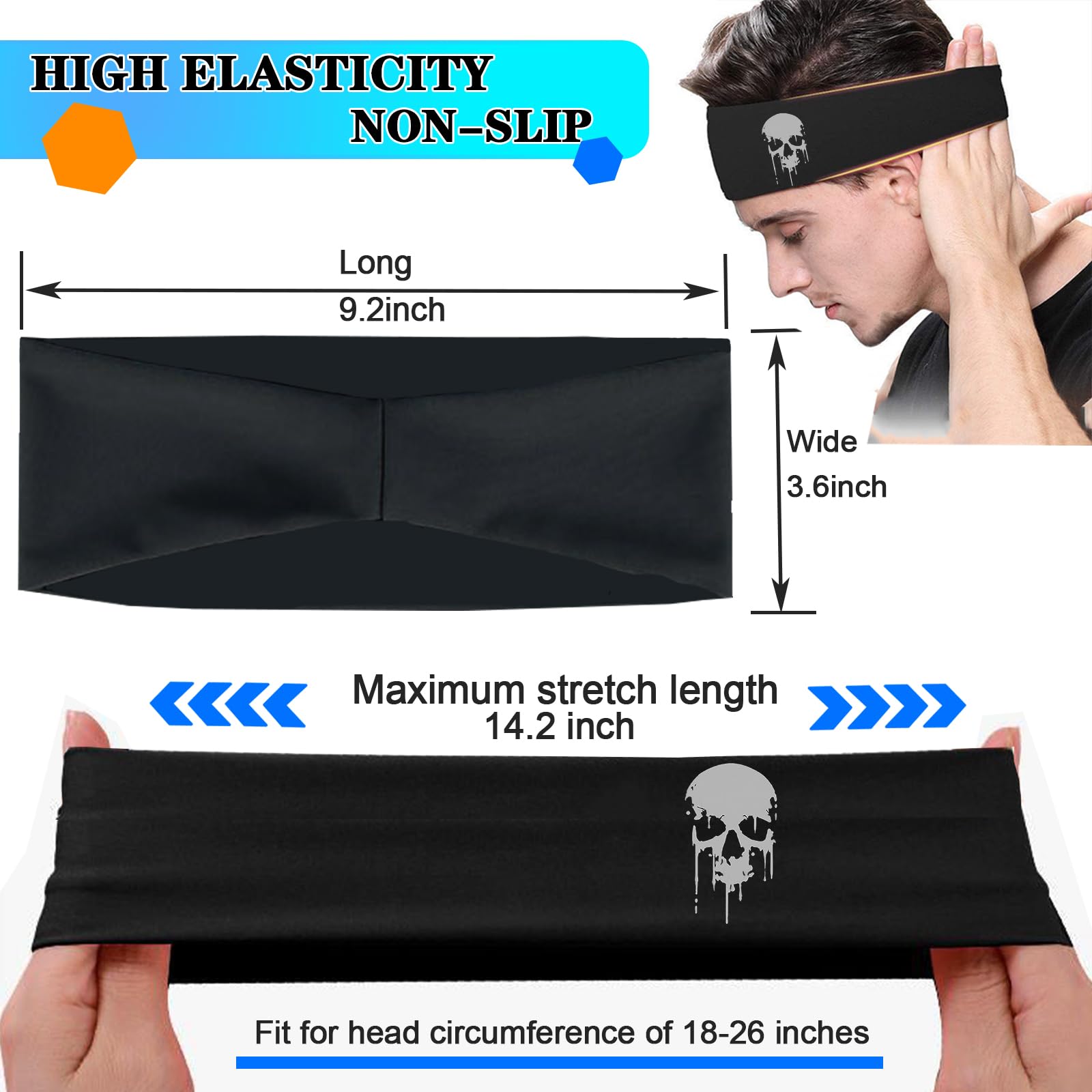 3 diademas deportivas para hombre, bandas de sudor para hombres y mujeres
