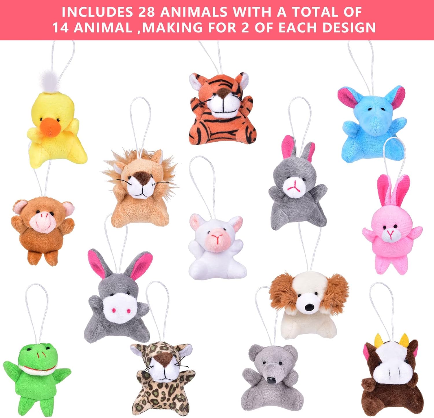 FUN LITTLE TOYS Valentine’s Day Cards for Kids Classroom, 28 Pack Mini Plush Animals with Valentine Cards, Valentines Gifts for Student Exchange, School Party Favors & Prize Box Stuffers - Image 3