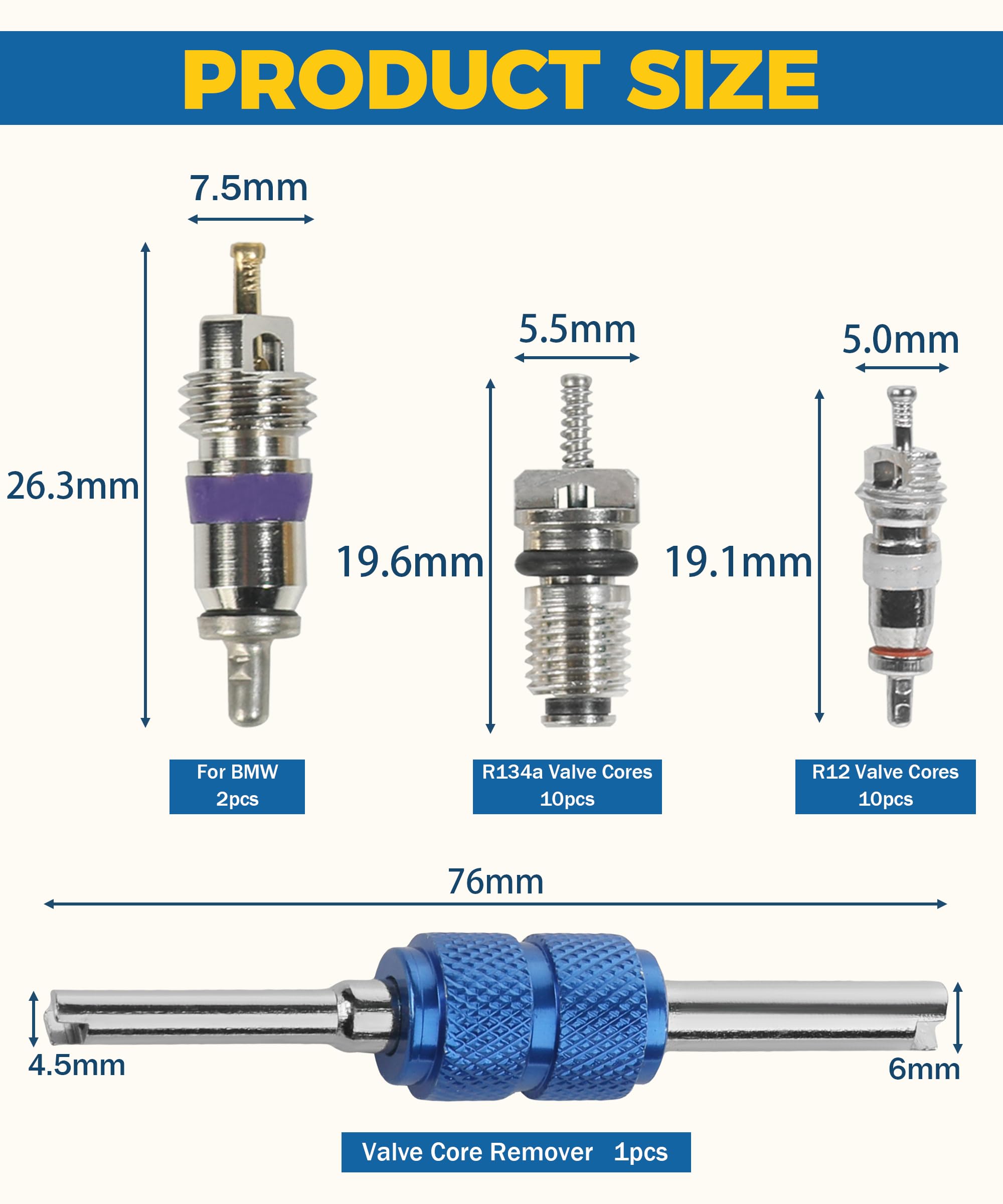 UBOG 40PCS AC Schrader Valve Kit,AC Valve Core Removal Tool,Car Accessories AC Valve Core Kit,AC Schrader Valve Removal Tool,Automotive Tools R134a Schrader Valve Kit,AC Repair Kit For Most Cars