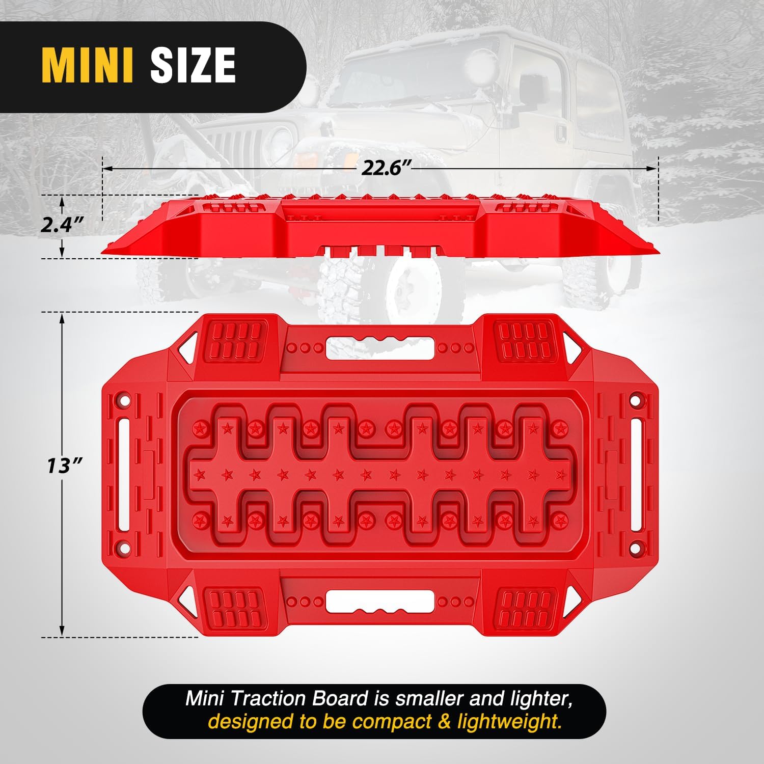 Nilight Recovery Offroad Traction Boards Mini Short 2PCS Red image 2