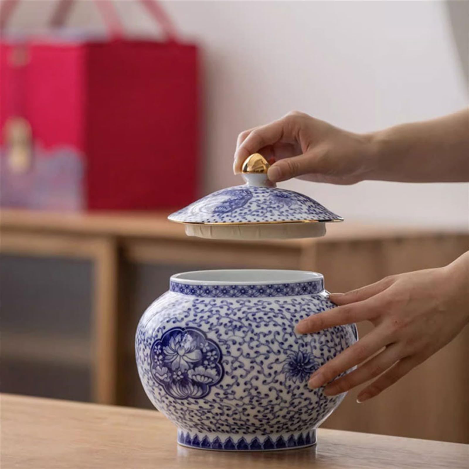 pojemniki na herbatę, kawę i cukier Vintage Seledynowy pojemnik na herbatę liściastą, zamknięty | Ceramiczny słoik do przechowywania w gospodarstwie domowym Wielofunkcyjna dekoracja Porcelana
