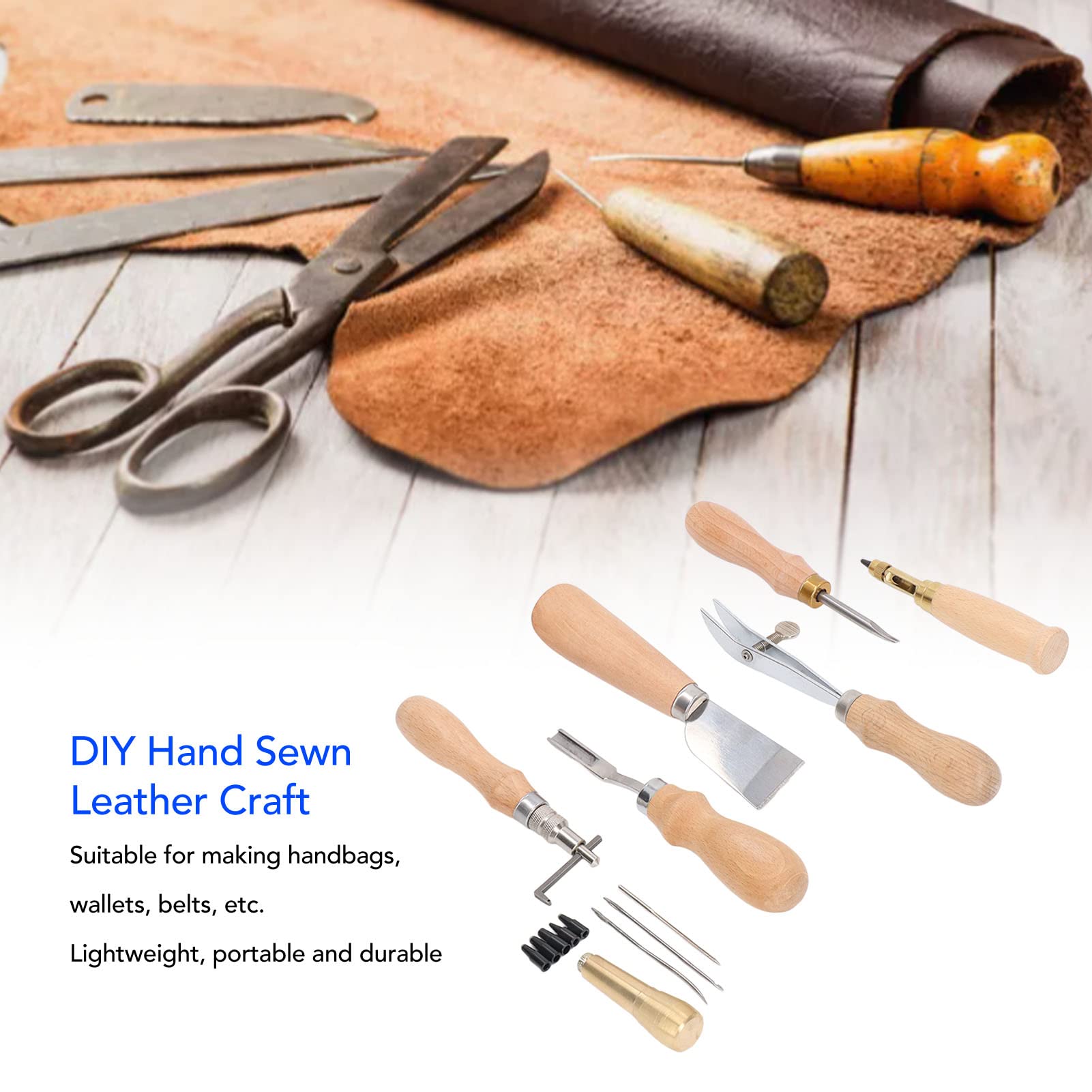 Set di Strumenti Per La Lavorazione della Pelle Manico Curvo a Colori del Registro Set di Articoli in Pelle Artigianali in Pelle Cuciti a Mano Fai-da-te Kit di Strumenti in Pelle Strumenti Per La Lavo