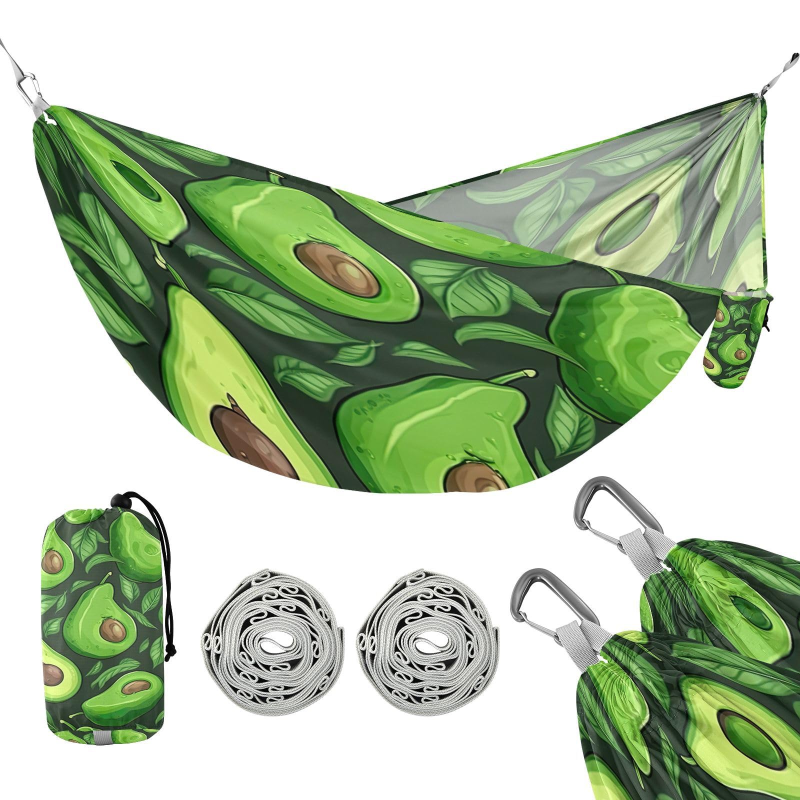 ATTX Small Avocado Slices Camping Hammock - Lightweight & Portable Hammocks, Heavy Duty 330lbs Capacity for Indoor, Hiking, Backpacking, Travel, Backyard, Beach#378