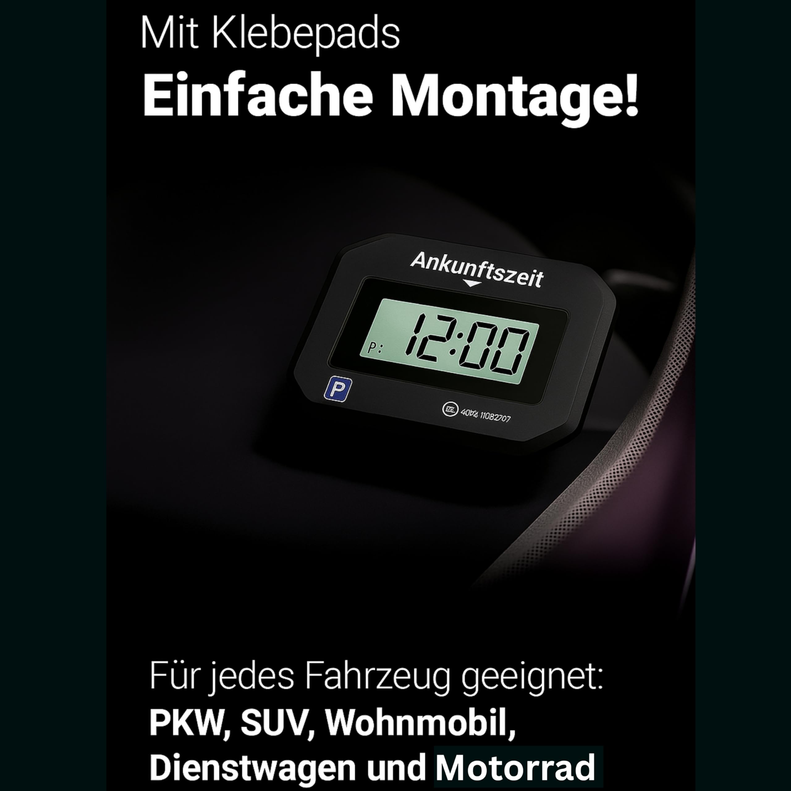 VENTON [Bardzo dobry test, Note 1.1, elektroniczna cyfrowa tarcza parkingowa, czarna, z dopuszczeniem do obrotu, automatyczny parking, akcesoria samochodowe, gadżety elektryczne (2 czarne tarcze