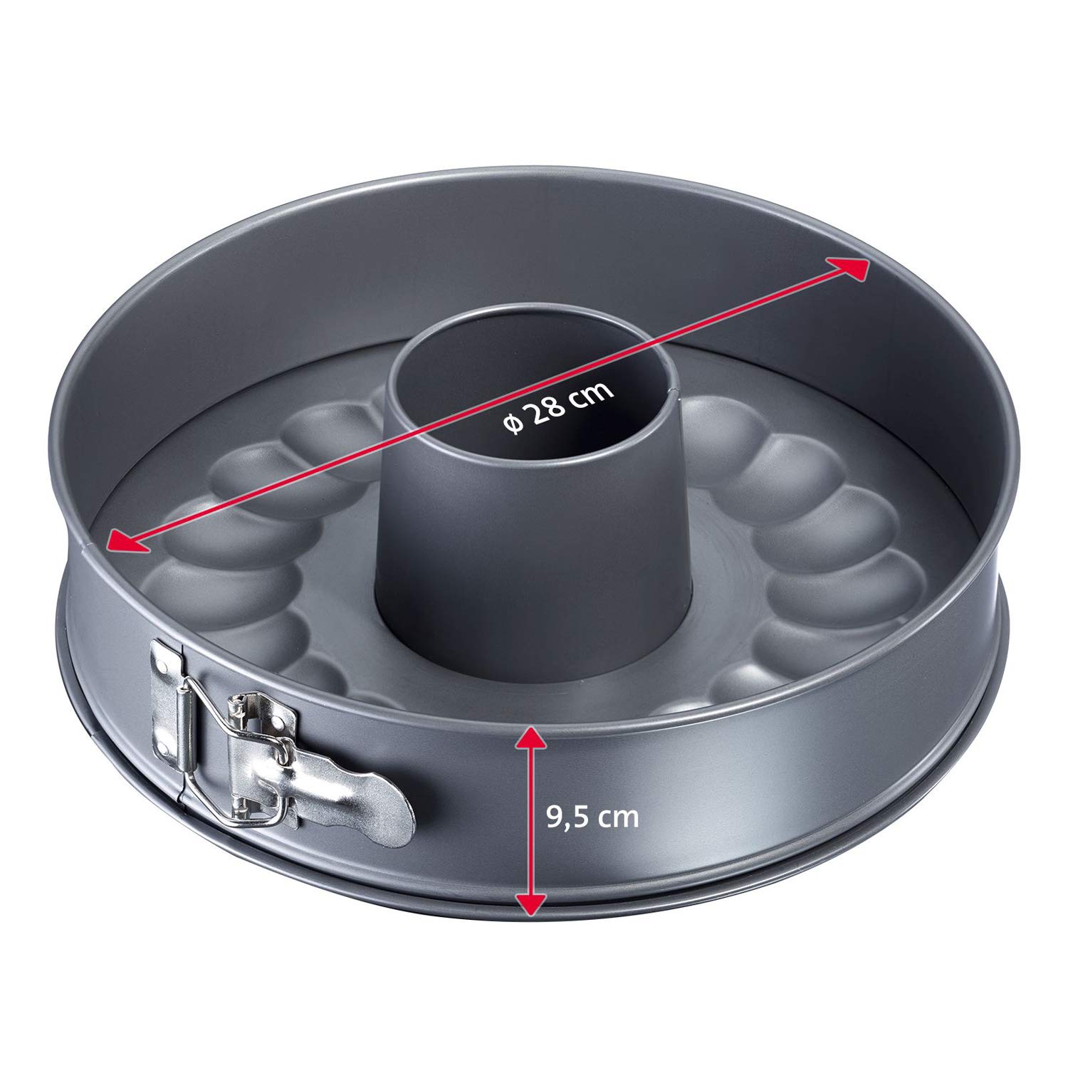 Westmark Springform mit zwei Böden, auslaufsicher, Ø 28 cm, mit Antihaftbeschichtung, kaltgewalzter Stahl, Back Profi, Anthrazit, 33692260