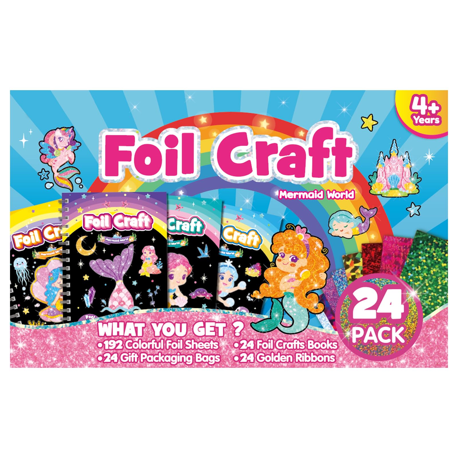 LIKYMO Foil Art - Party Bag Fillers for Kids, Foil Craft Books, No Mess Art and Craft for Kids, DIY Creative Activity, Travel Toys, Girls Boys Gifts for Ages 4-9 (Mermaid) — image 1