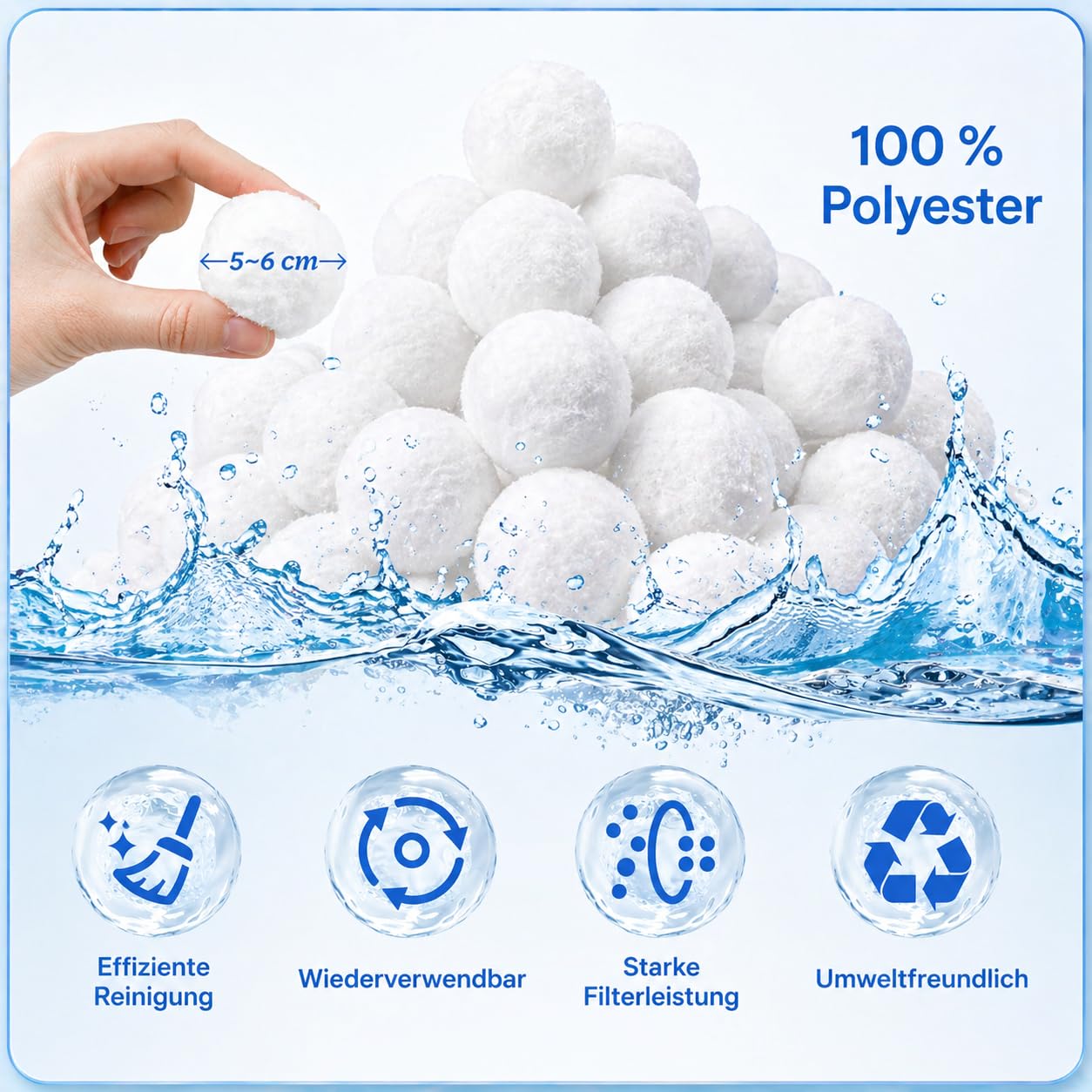 Bolas Filtro Piscina 1400 g,Bolas de Filtro de Piscina de 1400g para Sistemas de Filtro de Arena, Reemplaza 50kg Arena de Filtro, Limpiador de Piscinas Sistema de Filtro