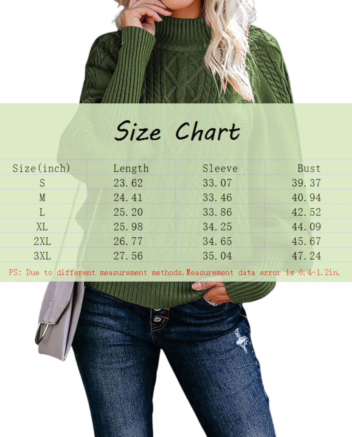2025 Womens Turtleneck Line Knit Sweater Oversized Long Sleeve Pullover Cozy Fall Fashion Casual Loose Cozy - Image 7