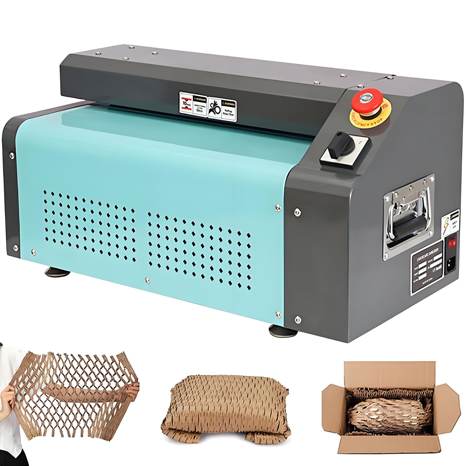 Trituradora de Cartón Alveolar,Trituradora de Papel,Procesa Cartón Ondulado hasta 10 mm,Ancho de Corte 350mm,Velocidad 5 m/min,Cortador de Cartón Ondulado 370W con Cajón de Residuos