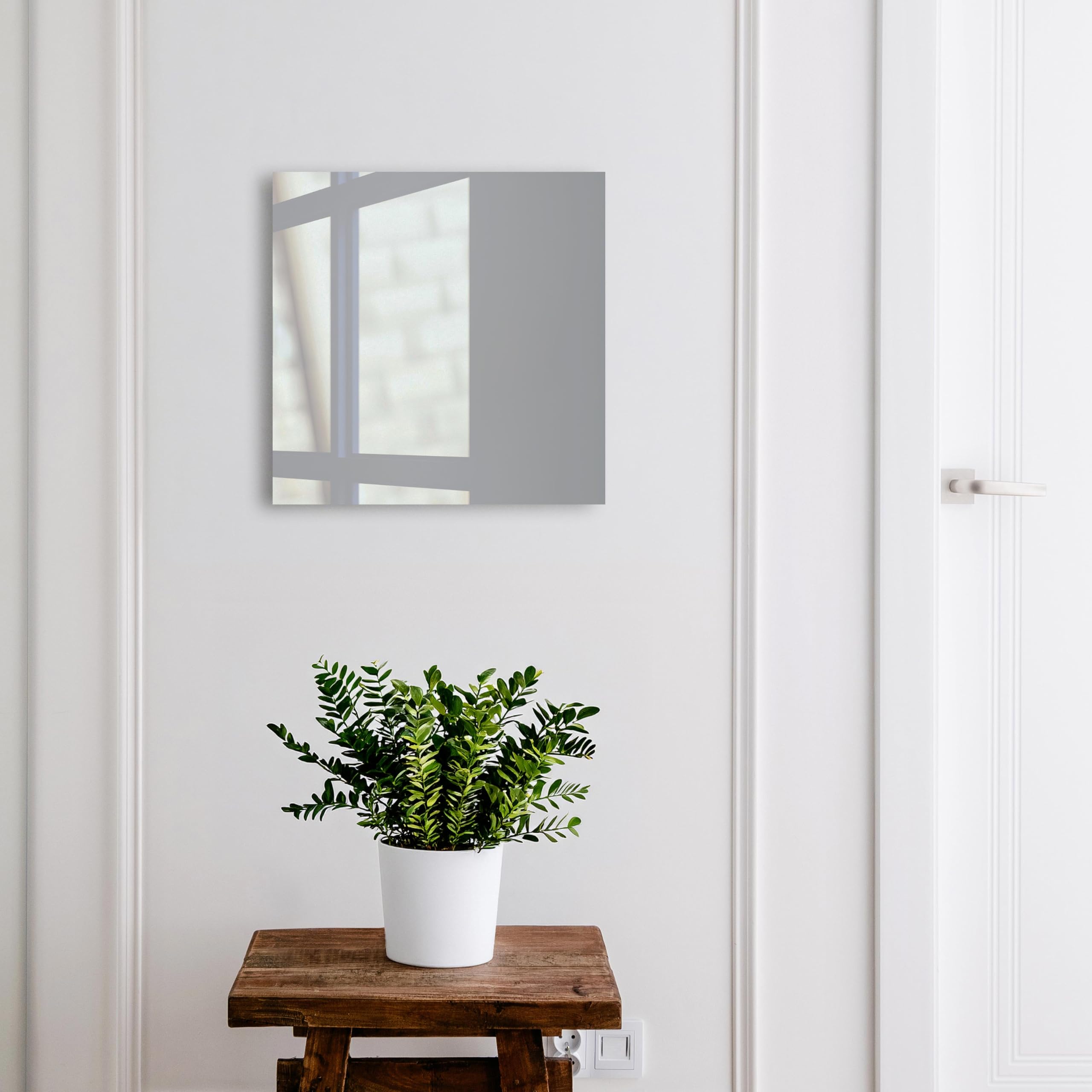 Tulup Armario de Llaves 30x30 cm | Blanco | Derecha | Montaje en Pared | Gris millennial | Kit de Montaje Incluido | 50 Ganchos | de Metal | Frente Decorativo de Cristal | Organizador