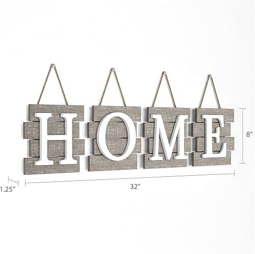 Miniatura 4 de Barnyard Designs Letrero decorativo de pared para decoración de pared, rústico, primitivo, de campo, para cocina, 32 x 8 pulgadas (HOGAR marrón)