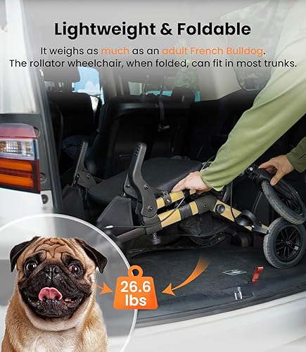 Vista 5 de VOCIC Andadores para personas mayores, andador con ruedas con asiento, silla de ruedas transportable ligera plegable, andador rodante para adultos