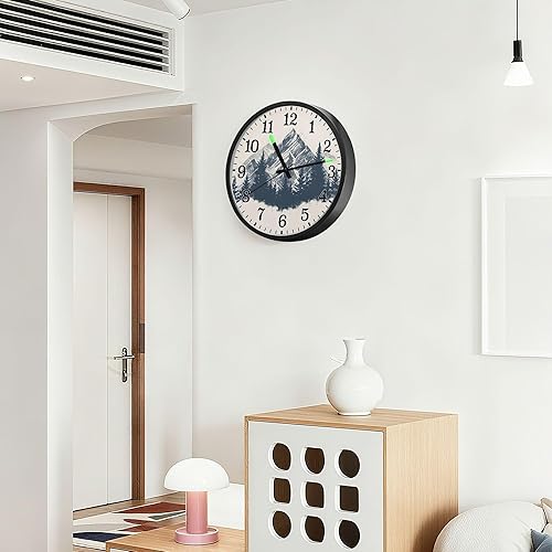 Miniatura 5 de JUNZAN Luminous Voice-Activated Round Wall Clock 12 Inch Mountain Vintage Design Non-Ticking Silent Battery Operated Wallclocks for Kitchen Bedroom