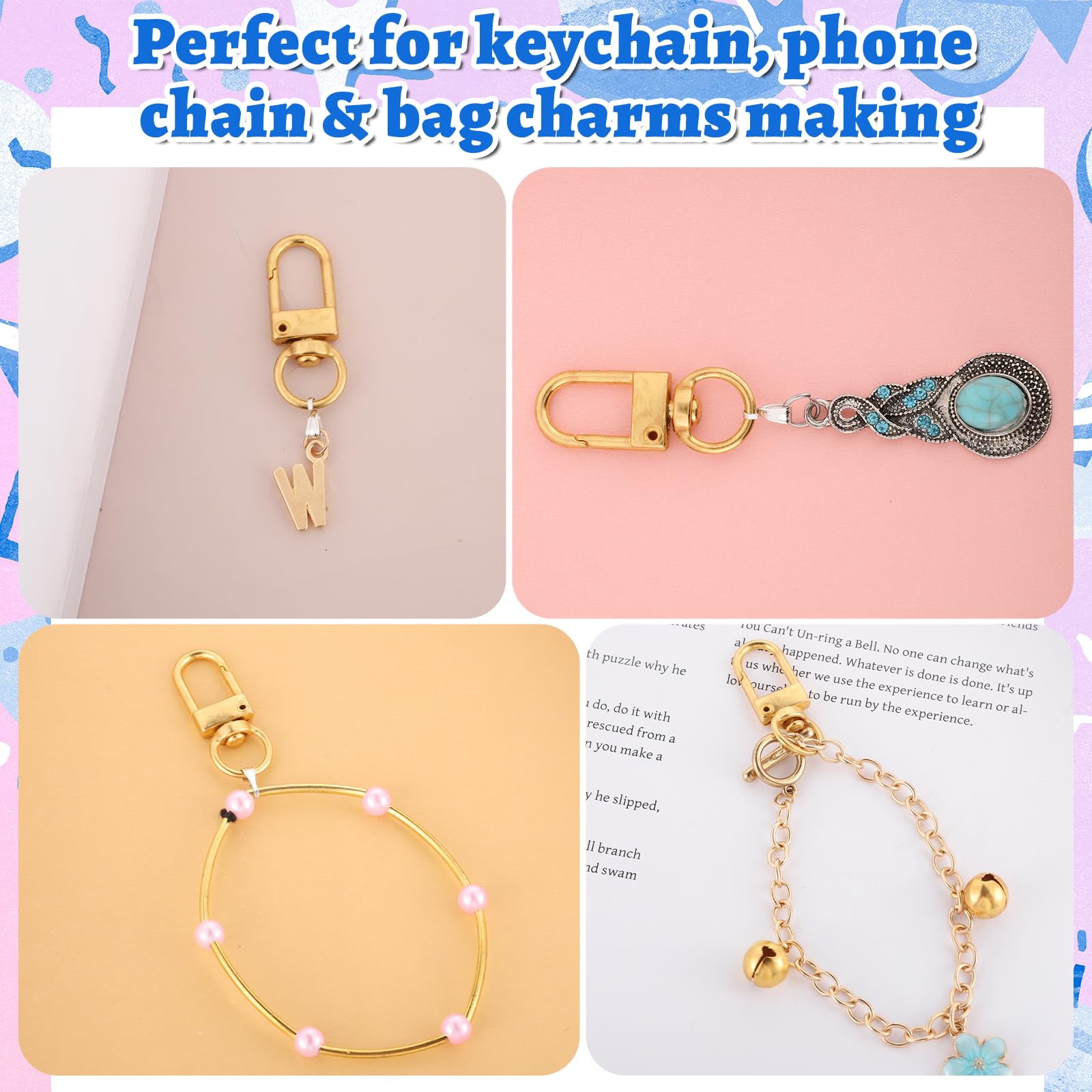 20 stuks sleutelhangers cliphaken draaisluitingen Lanyard karabijnhaak met gedeelde sleutelringen (goud