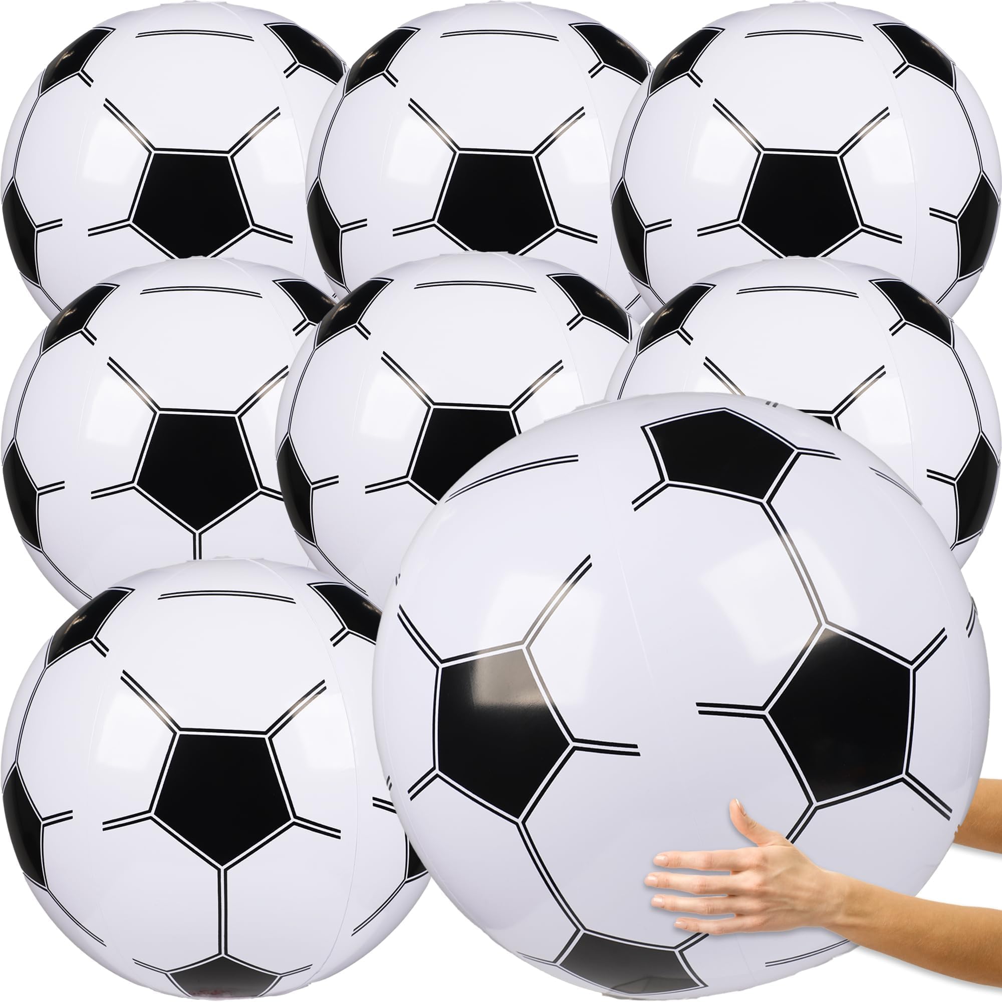 Khazna Glossy Beach Ball, 16 Inch 8 Pcs Giant Inflatable Sports Balls Large Inflatable Beach Ball for Summer Pool Outdoor Sports Games Party Decor