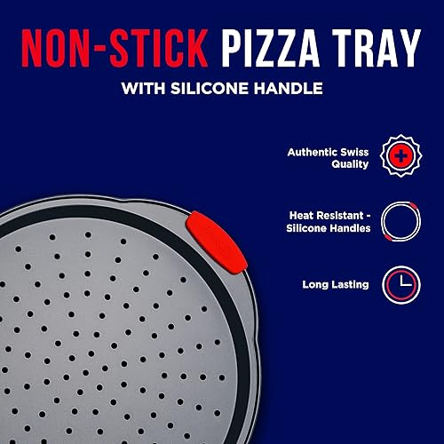 Miniatura 4 de Bakken - Bandeja para pizza de acero al carbono con agujeros y revestimiento antiadherente sin PFOA PFOS y PTFE