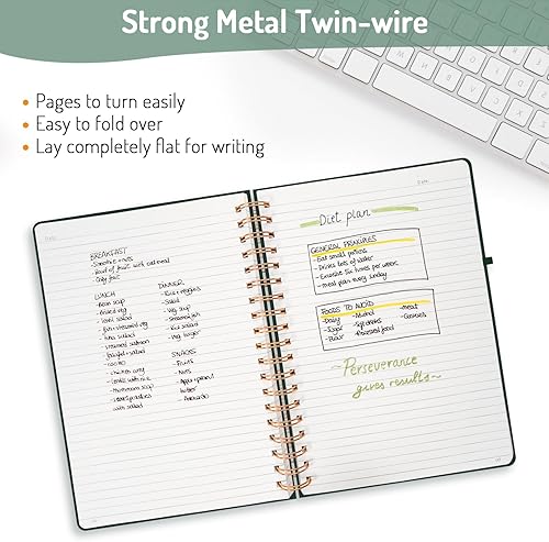 Vista 116 de Forvencer Cuaderno rayado en espiral con 300 páginas numeradas, diarios gruesos A5 para escribir con papel de 3.53 oz/m², cuadernos de tapa dura