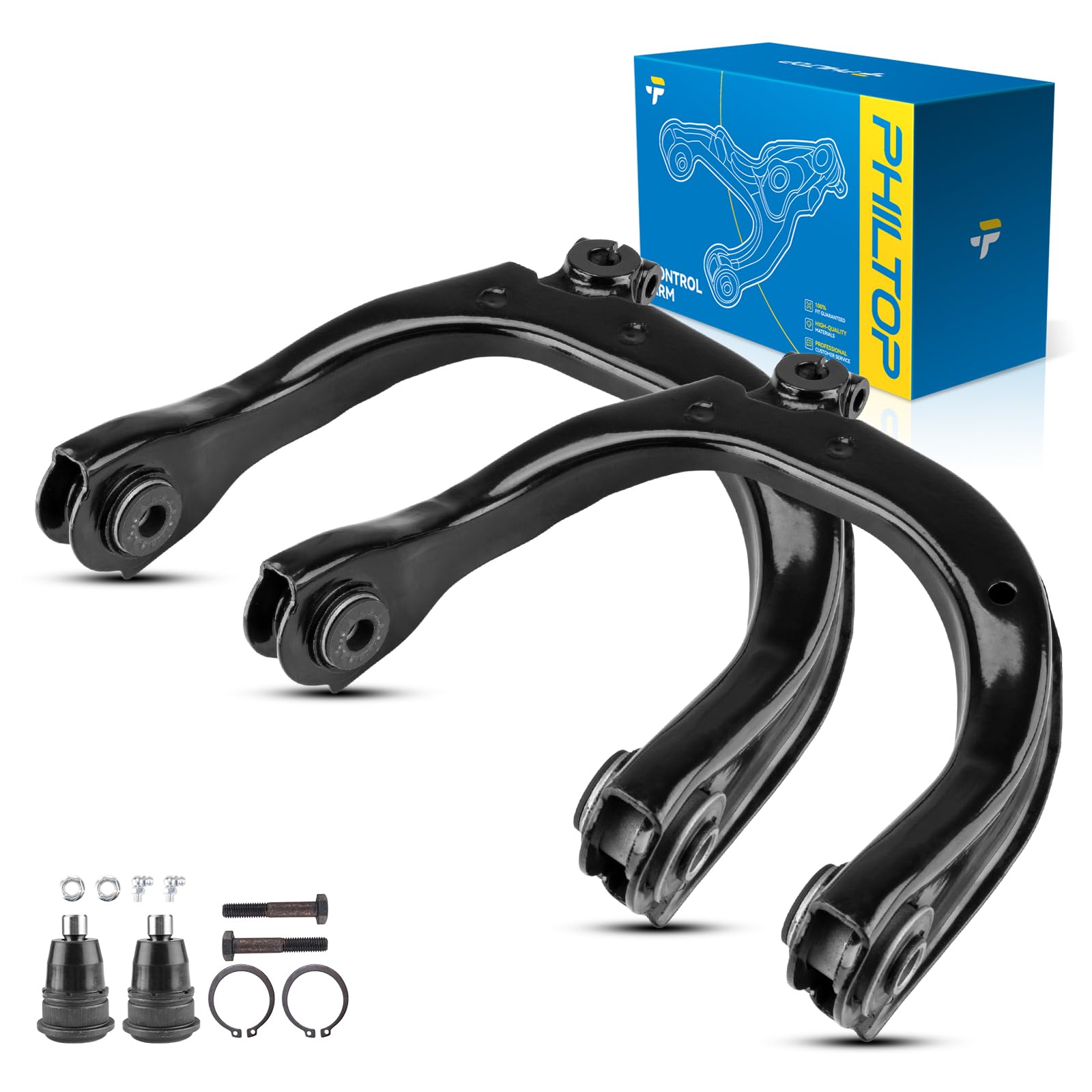 PHILTOP 4pcs Front Upper Control Arm w/Ball Joints Fit for 2002-2009 Chevy Trailblazer/SSR, GMC Envoy,2004-2007 Buick Rainier, 2002-2004 Oldsmobile Bravada Replacement Suspension Kit